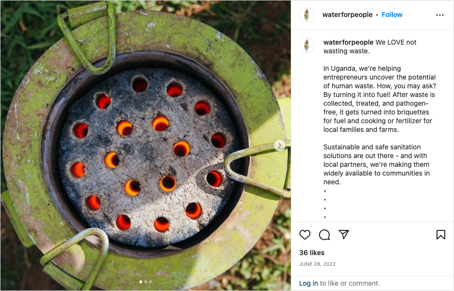 Instagram for Nonprofits example - Water For People