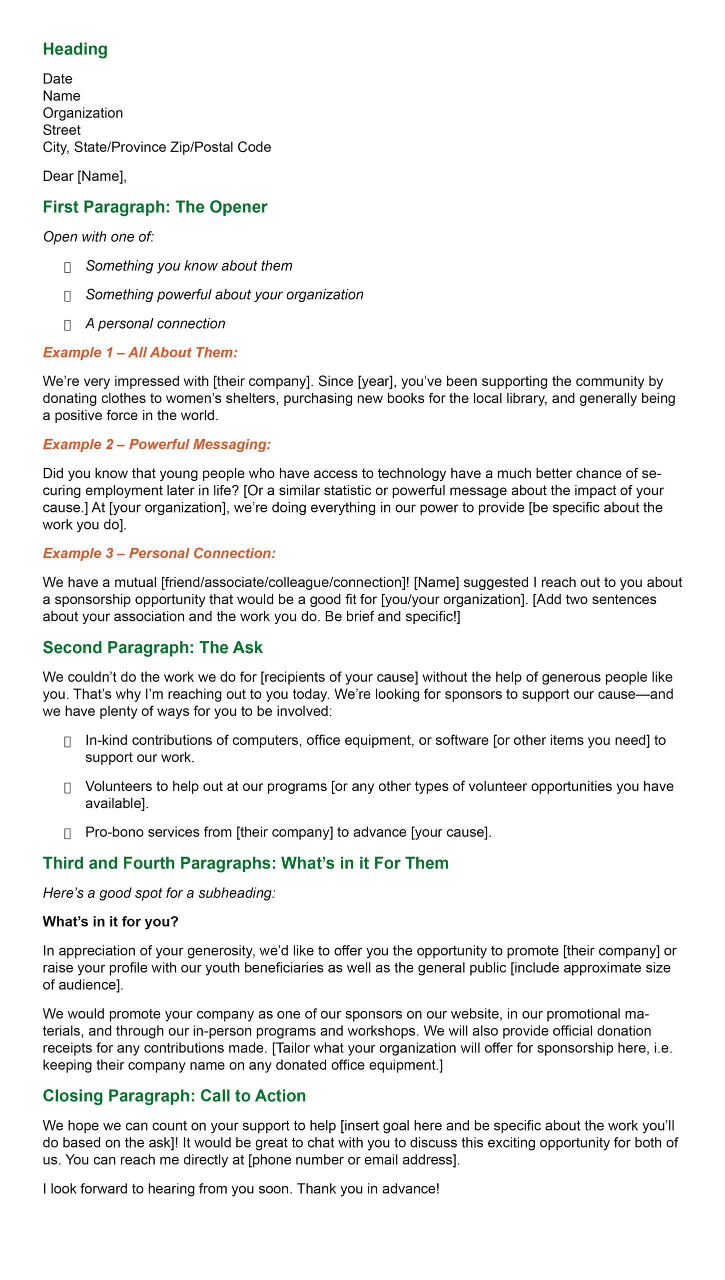 In-Kind Donations Sponsorship Letter template