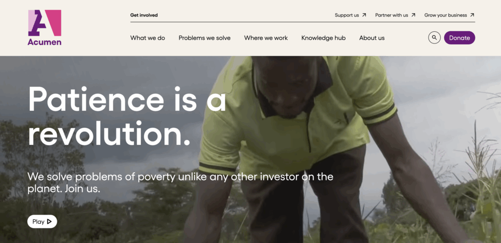 Acumen website homepage