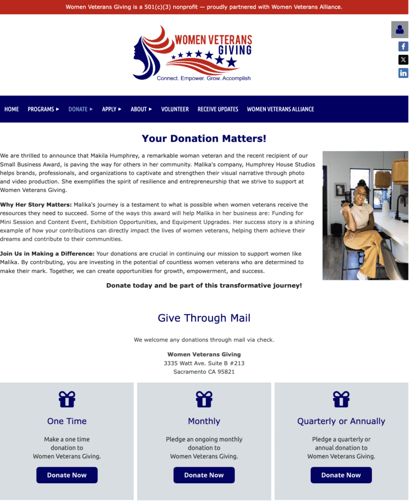 Women Veterans Giving