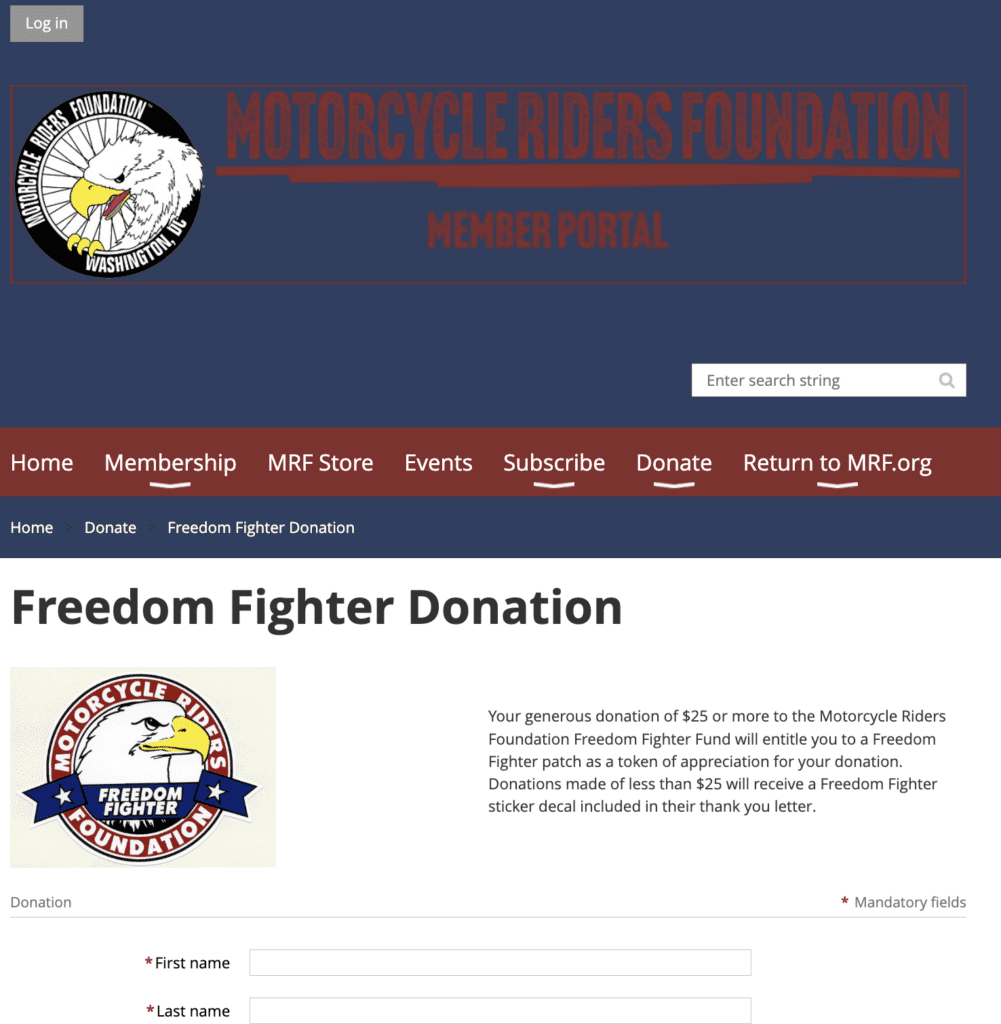Motorcycle Riders Foundation Freedom Fighter Fund