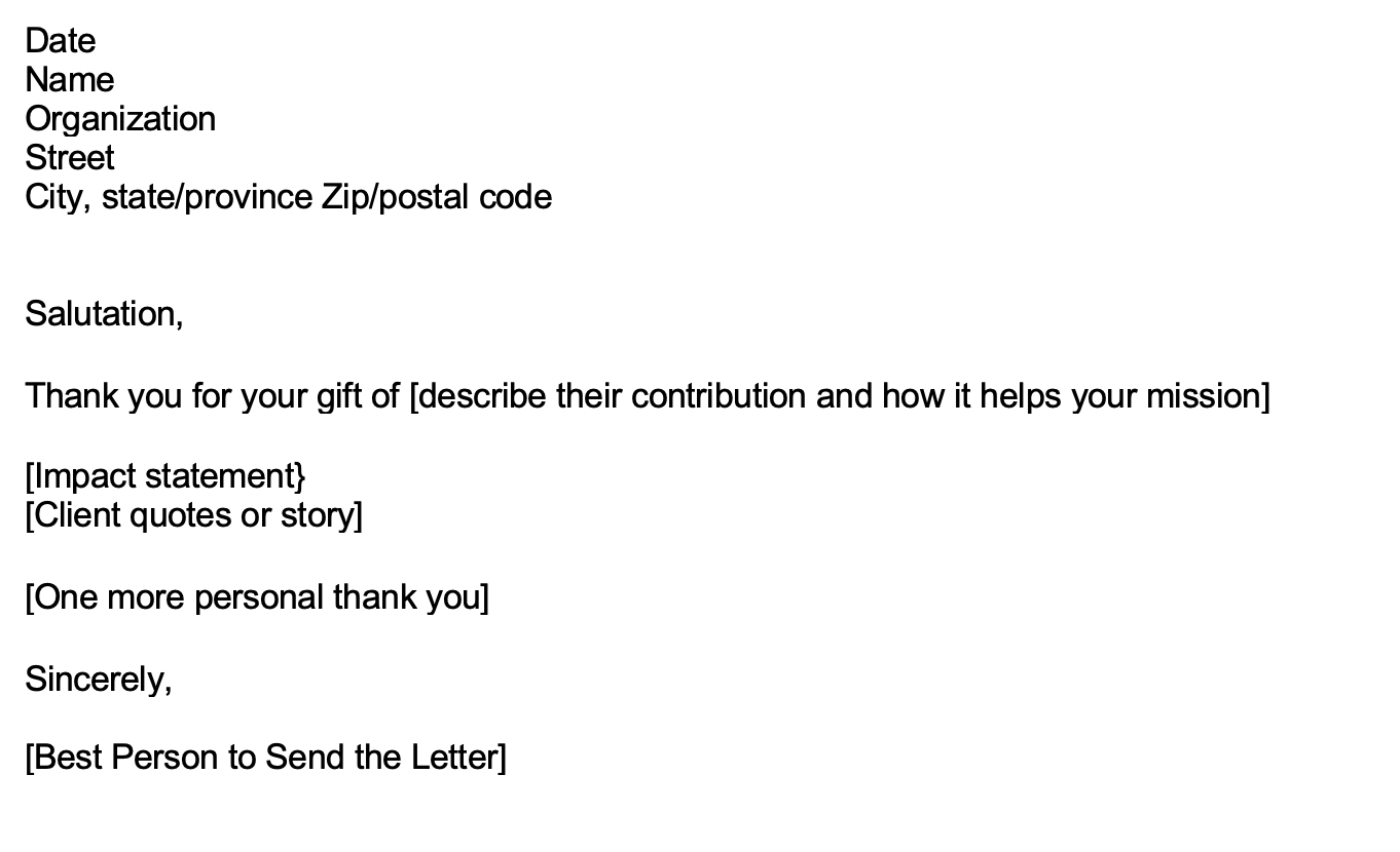 A template for an in-kind donation thank you letter