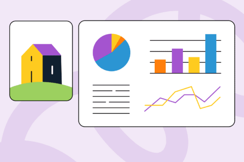 On the left is an image of a house, and on the right a series of graphs, depicting a reserve study for HOA