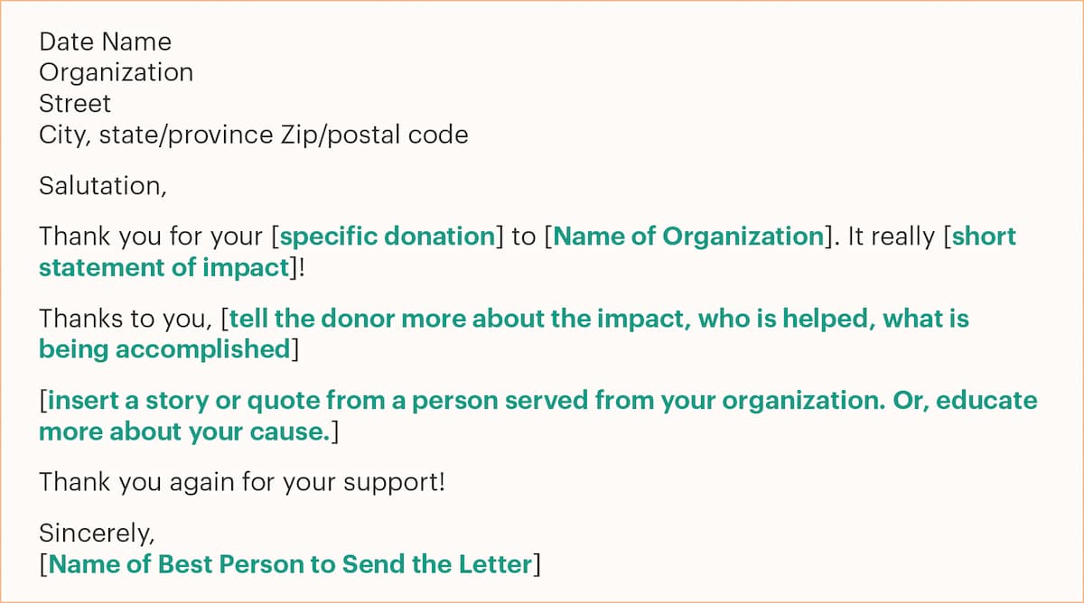 donation thank you email template