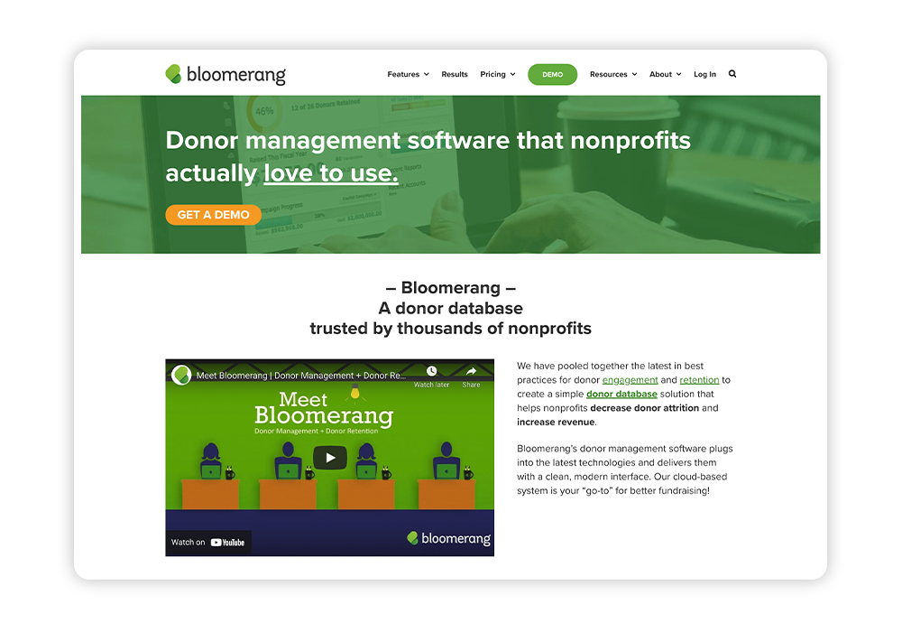 Reduce donor attrition with nonprofit fundraising software like Bloomerang.