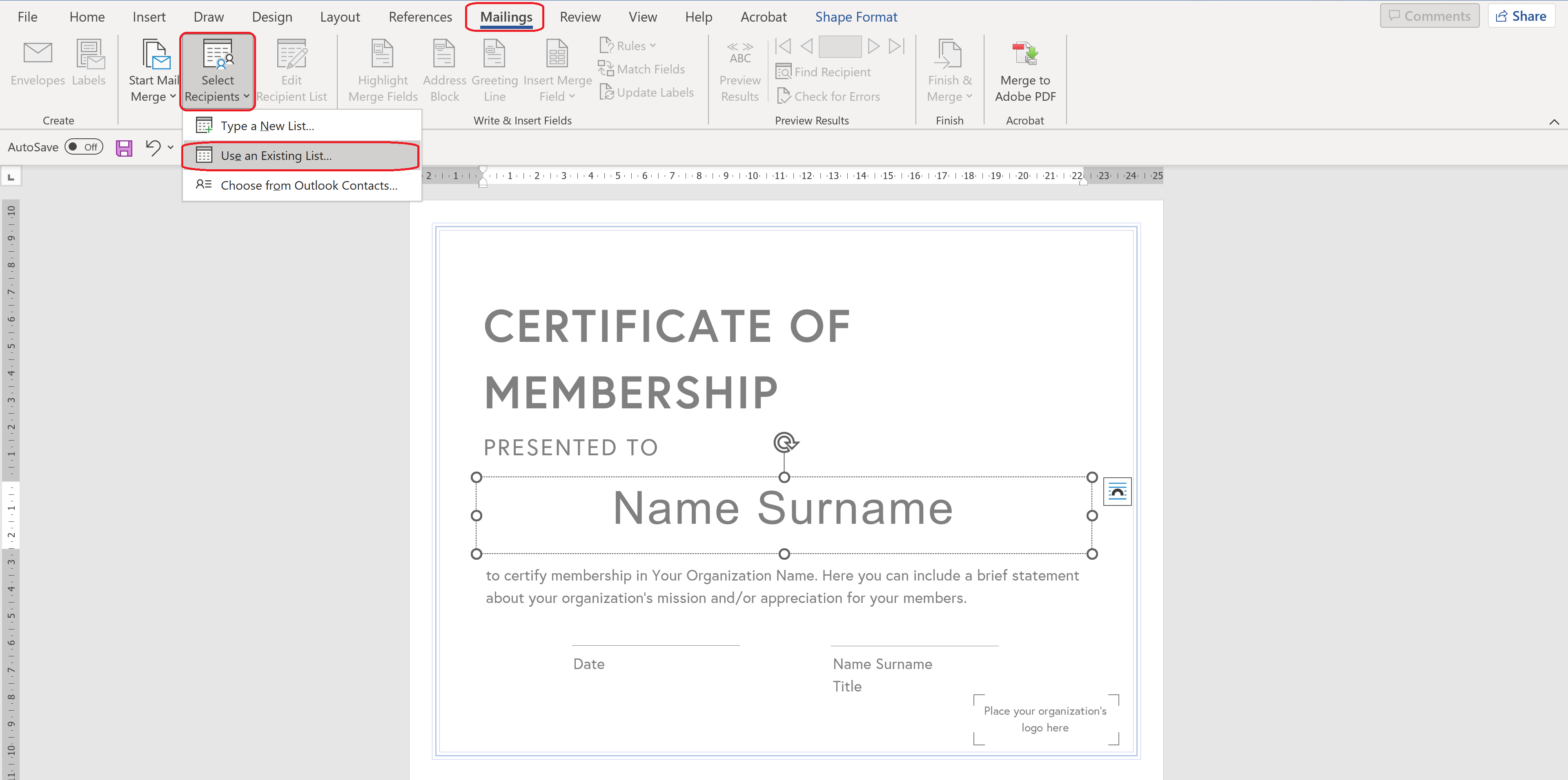 Select recipients Select recipients