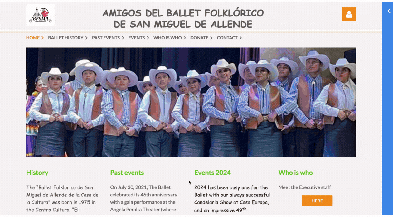 Amigos del Ballet FolklĂłrico de San Miguel de Allende Multilingual Website
