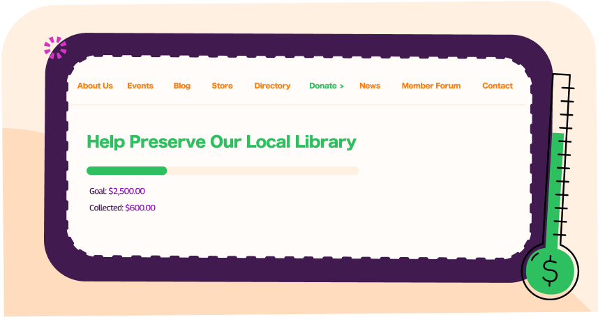 donation campaign screen showing a fundraising goal