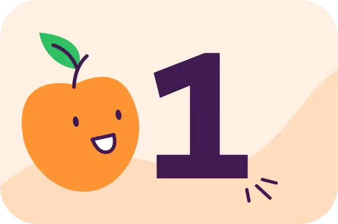 number 1 with an apricot illustration