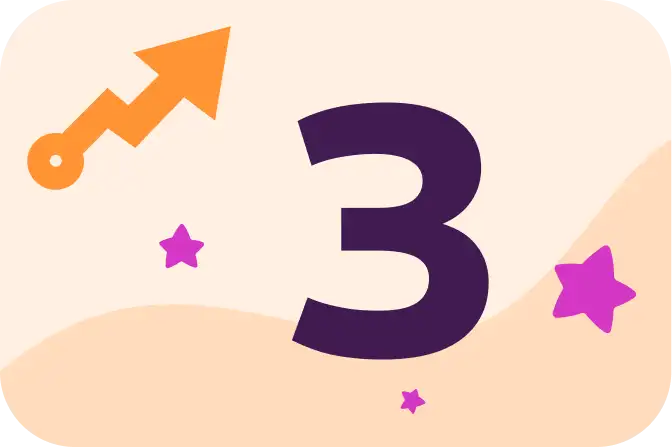 number 3 with arrows and stars
